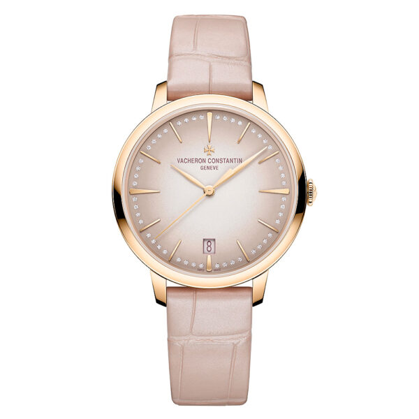 Vacheron Constantin Patrimony em ouro rosa com mostrador rosa e diamantes